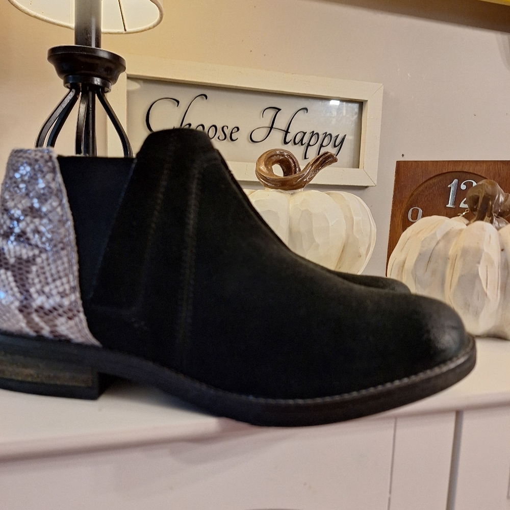 Clarks Black and Silver Ankle Booties